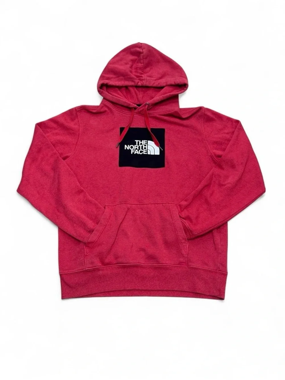 The North Face Men's Raspberry Red Crewneck Hoodie with Logo Patch